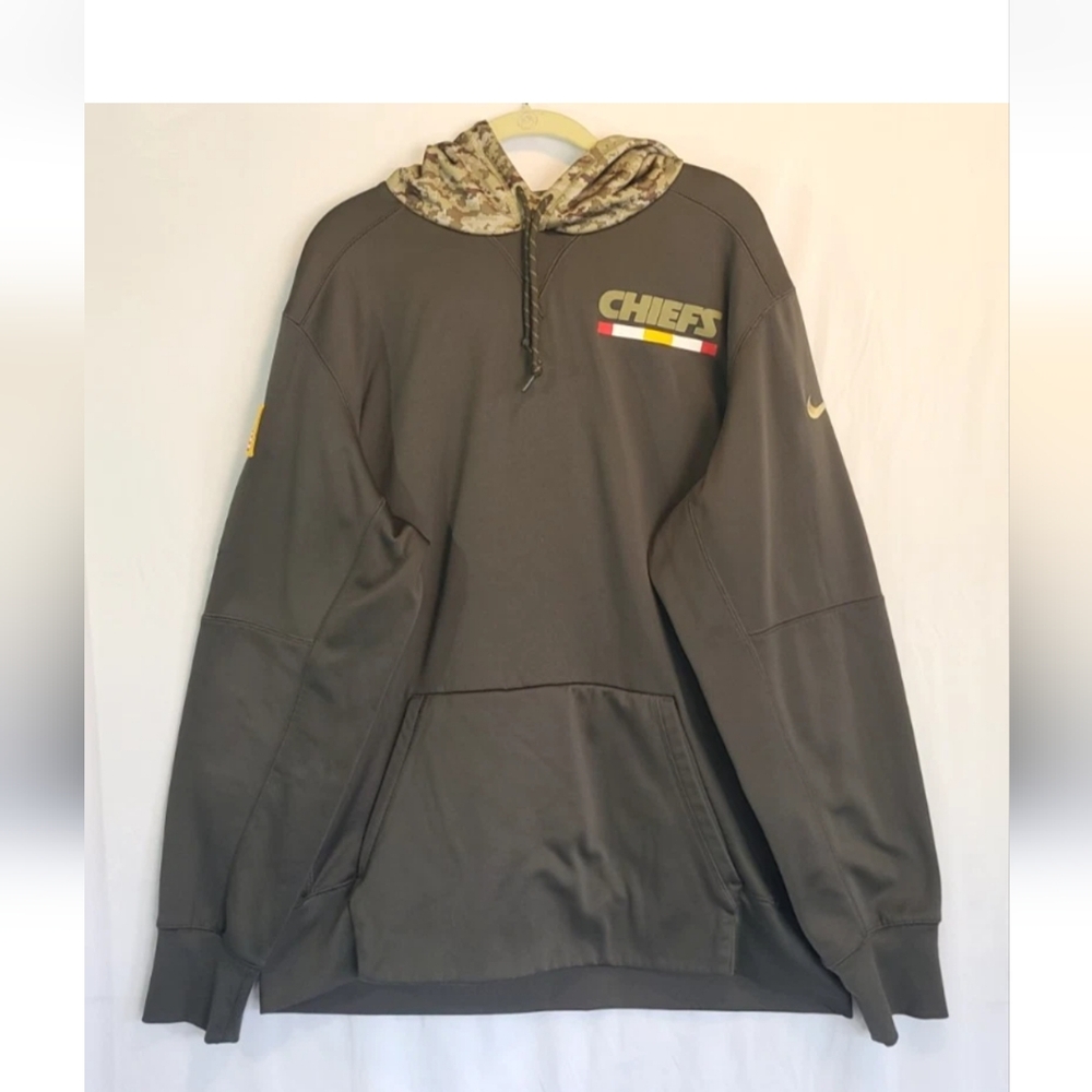 Nike Dri Fit Mens Green Kansas City Chiefs Salute To Serving Hoodie XL - Picture 3 of 7